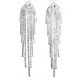  Long silver EARRINGS ZIRCONS threads EVENING