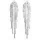  Long silver EARRINGS ZIRCONS threads EVENING