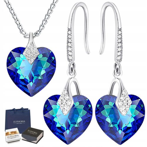 Hearts Set Holidays Gift Zircons Silver 925