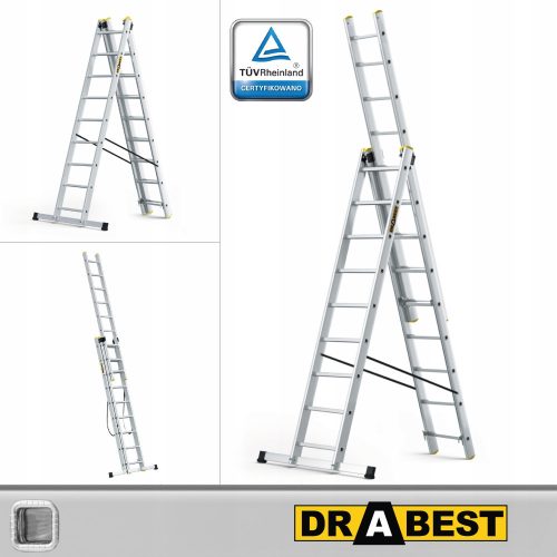 Drabest Leiter 5,84 m Aluminium 3 x 9 bis 150 kg