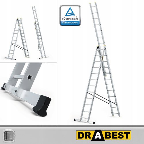 Drabest Leiter 8,1 m Aluminium 3 x 12 bis 150 kg