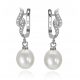  WHITE PEARLS 7.5-8 MM - ELEGANT SILVER EARRINGS