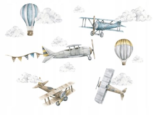  Wall Sticker Airplanes Balloons Clouds 170x2.5m