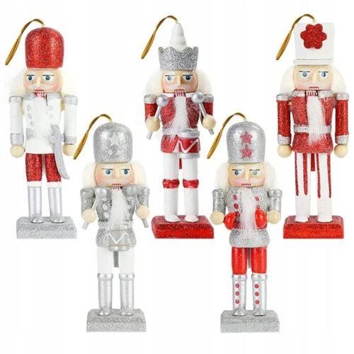  WOODEN NUTCRACKER FOR CHRISTMAS TREE 5 PIECES