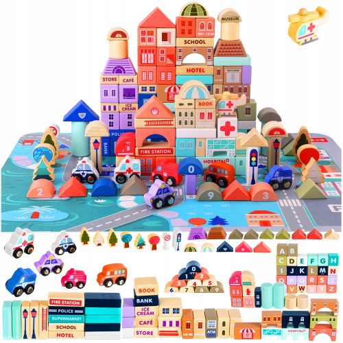  Kruzzel Blocks Wooden City 115 pcs. + Puzzle