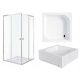 Shower cabin Invena Parla, double doors, sliding 80 x 80 cm + square shower tray Besco ares 80 x 80 cm