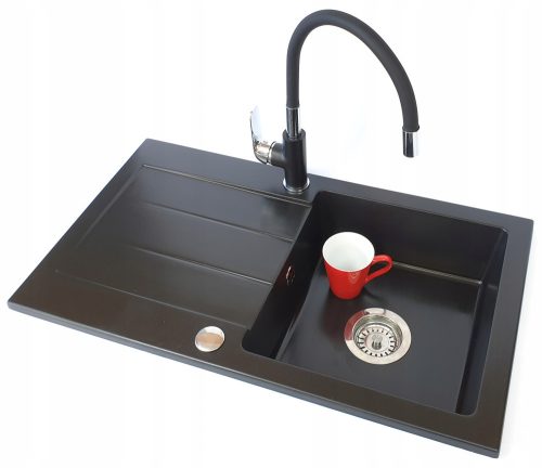 Teknoven Vox single-bowl sink, black granite